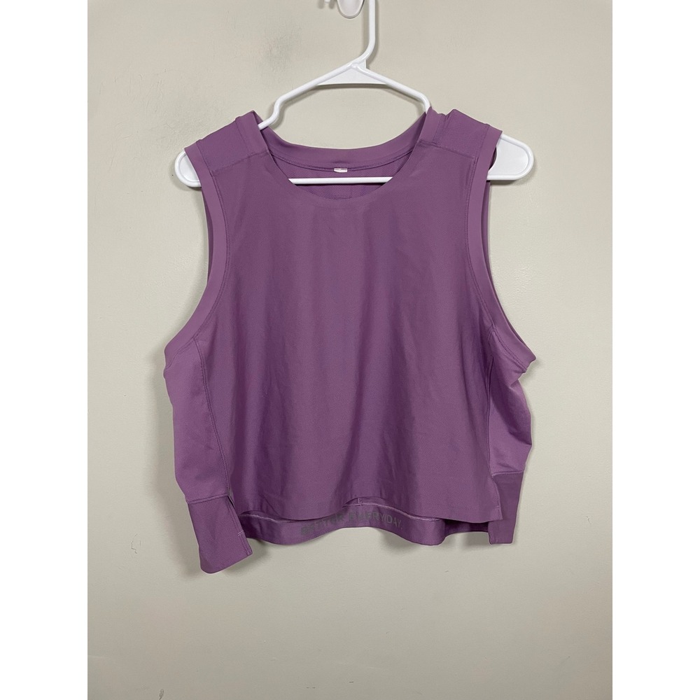 Lululemon Mesh Back Cropped Train Tank Top in Wisteria Purple Athleisure Active - Picture 2 of 8
